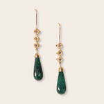 14K Yellow Gold With Diamonds And Emerald Drops