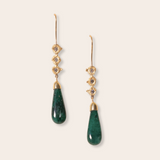 14K Yellow Gold With Diamonds And Emerald Drops