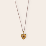 15K Heart Pendant with Diamond & Ruby Star and 9K Chain