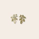 Gold Plate Asymmetrical Leaf Stud