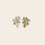Gold Plate Asymmetrical Leaf Stud