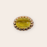 14K Yellow Gold Scalloped Ring with Green Tourmaline & Lavender Sapphires