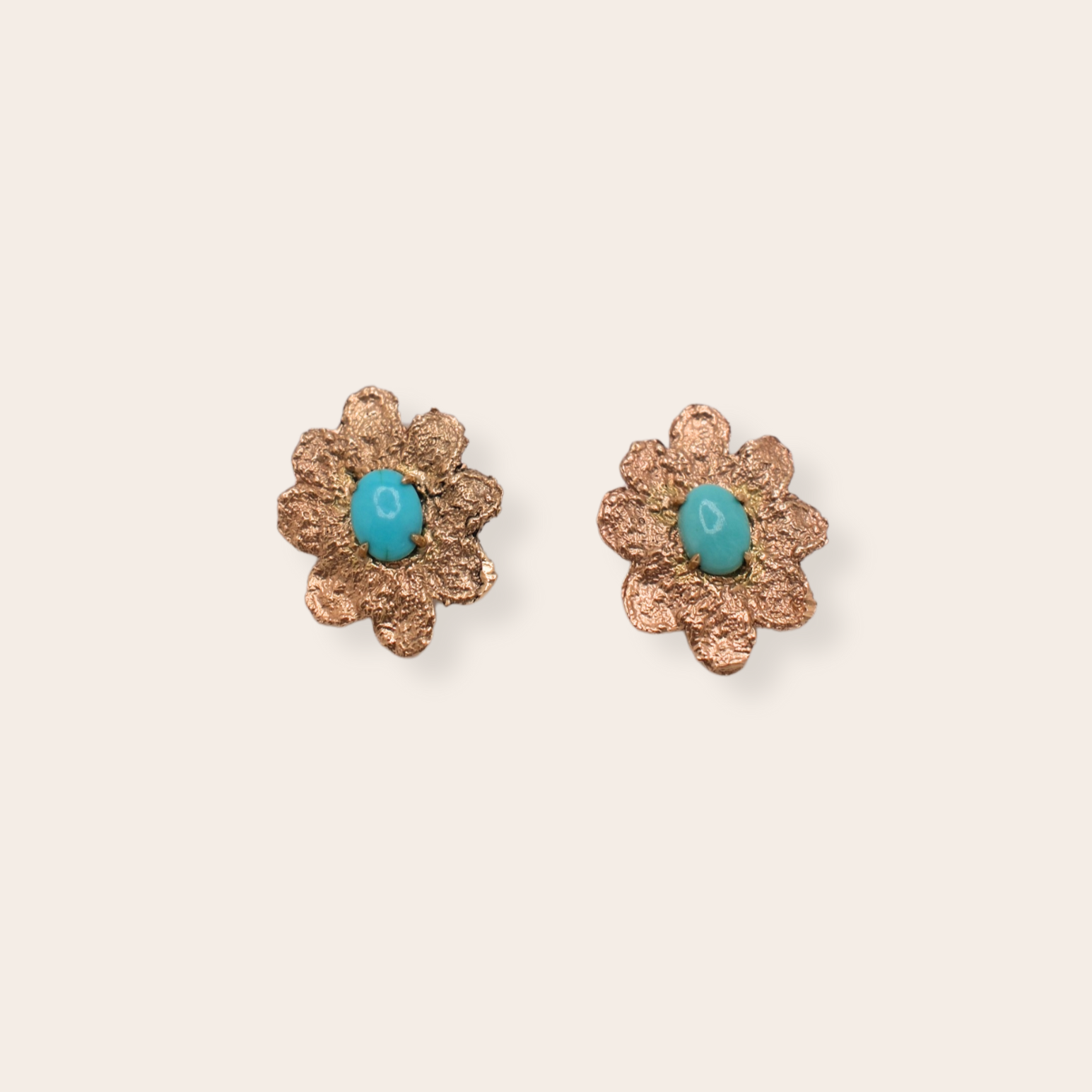 14K YG Smaller Flower w Turquoise