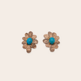 14K YG Turquoise Flower w Diamonds
