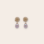 14K YG Lace Casting w Teardrop Pearl