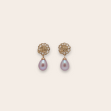 14K YG Lace Casting w Teardrop Pearl