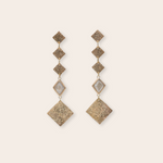 14k Yellow Gold Square drops with Rose Cut Diamonds