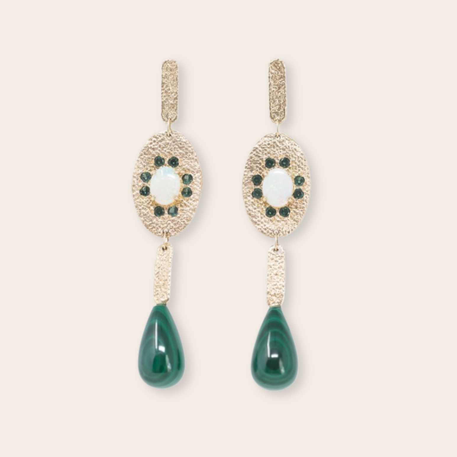 14K Yellow Gold Bar with Sapphire and Malachite