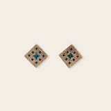 14K Yellow Gold Square with Sapphires