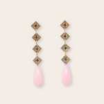 14K Yellow Gold Square Drop with Lavender Sapphires and Opal