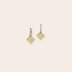 14k Yellow Gold Square Mini Dangle Earring