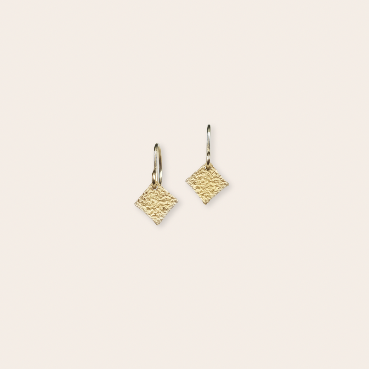 14k Yellow Gold Square Mini Dangle Earring