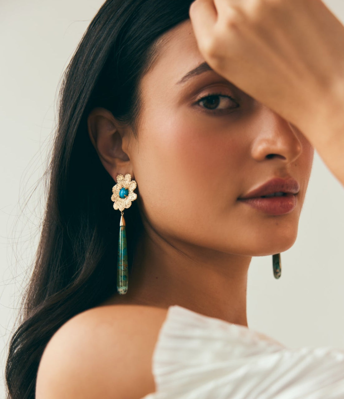 14K YG Turquoise Flower - Opal Drop