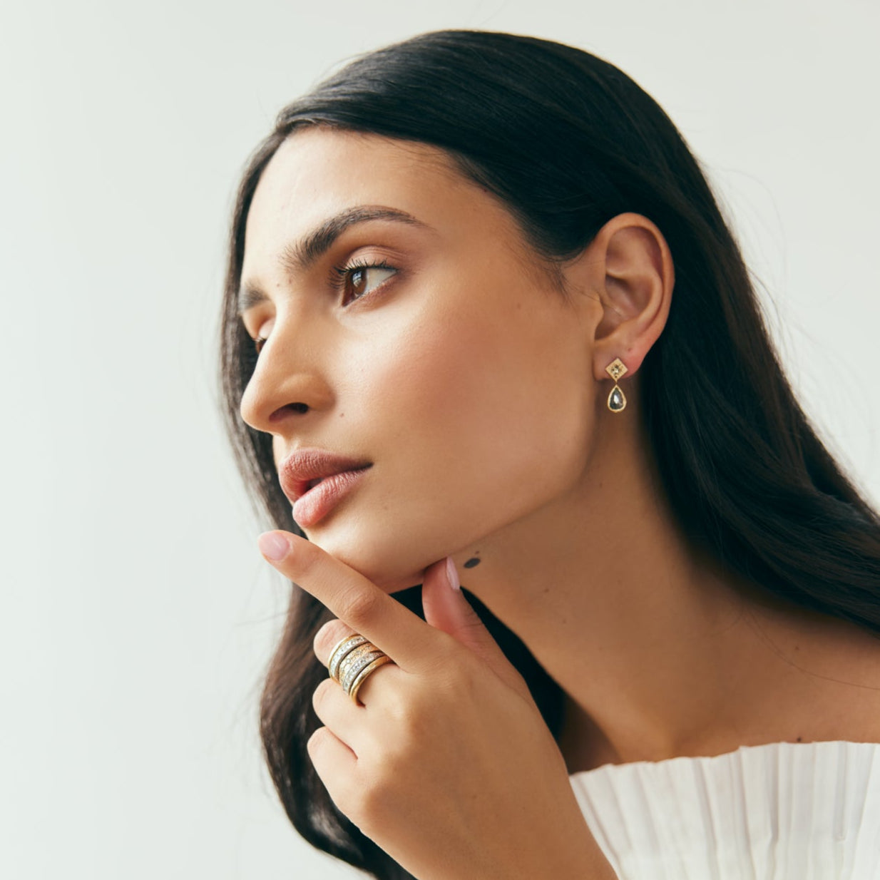 14K Yellow Gold Grey Diamonds