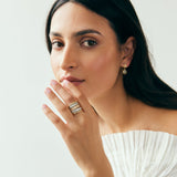 14K YELLOW GOLD MID CIGAR BAND WITH DIAMONDS