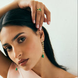 14K Yellow Gold Cigar Band with Emeralds and Diamonds