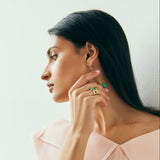 14K Yellow Gold Cigar Band with Emeralds and Diamonds