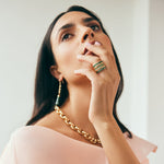 14K YG princess cut emerald stacker