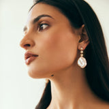 14K Yellow Gold Bead Set Pearl Rounds with Baroque Pearl Drop