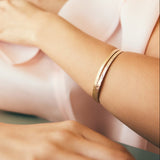 14K Rose Gold Thin Canvas Stacking Bangle