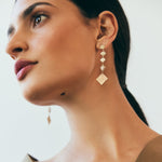 14k Yellow Gold Square drops with Rose Cut Diamonds