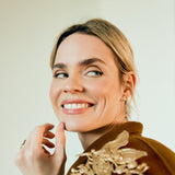 14K Yellow Gold with Champagne Diamond Post Earrings