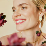 14K Yellow Gold Oval Disc with Purple Sapphires and Light Pink Opal