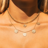 14K YELLOW GOLD LARGE DISC NECKLACE