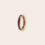 18K Yellow Gold Eternity Band with Channel Set Deep Red Ruby