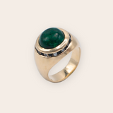 14K Yellow Gold Emerald Ring with Sapphire and Diamond