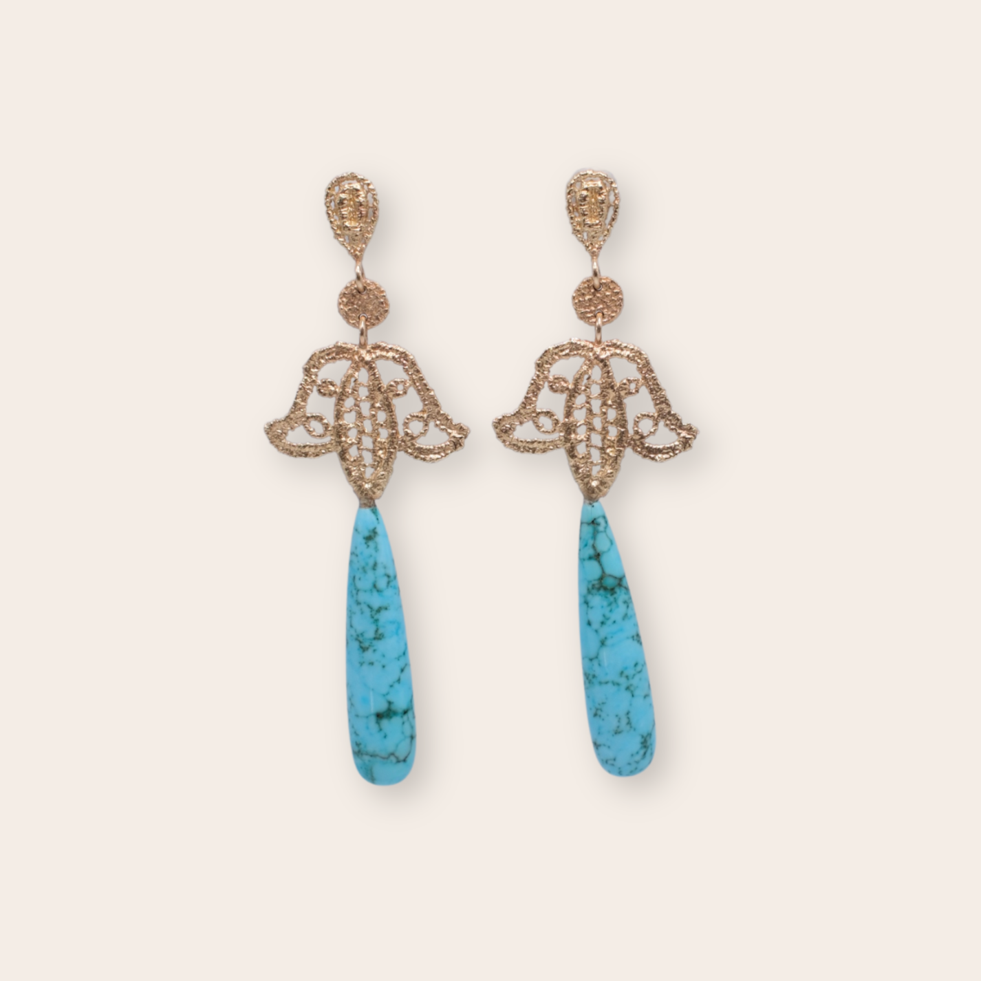 gold lace with turquoise