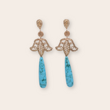 gold lace with turquoise