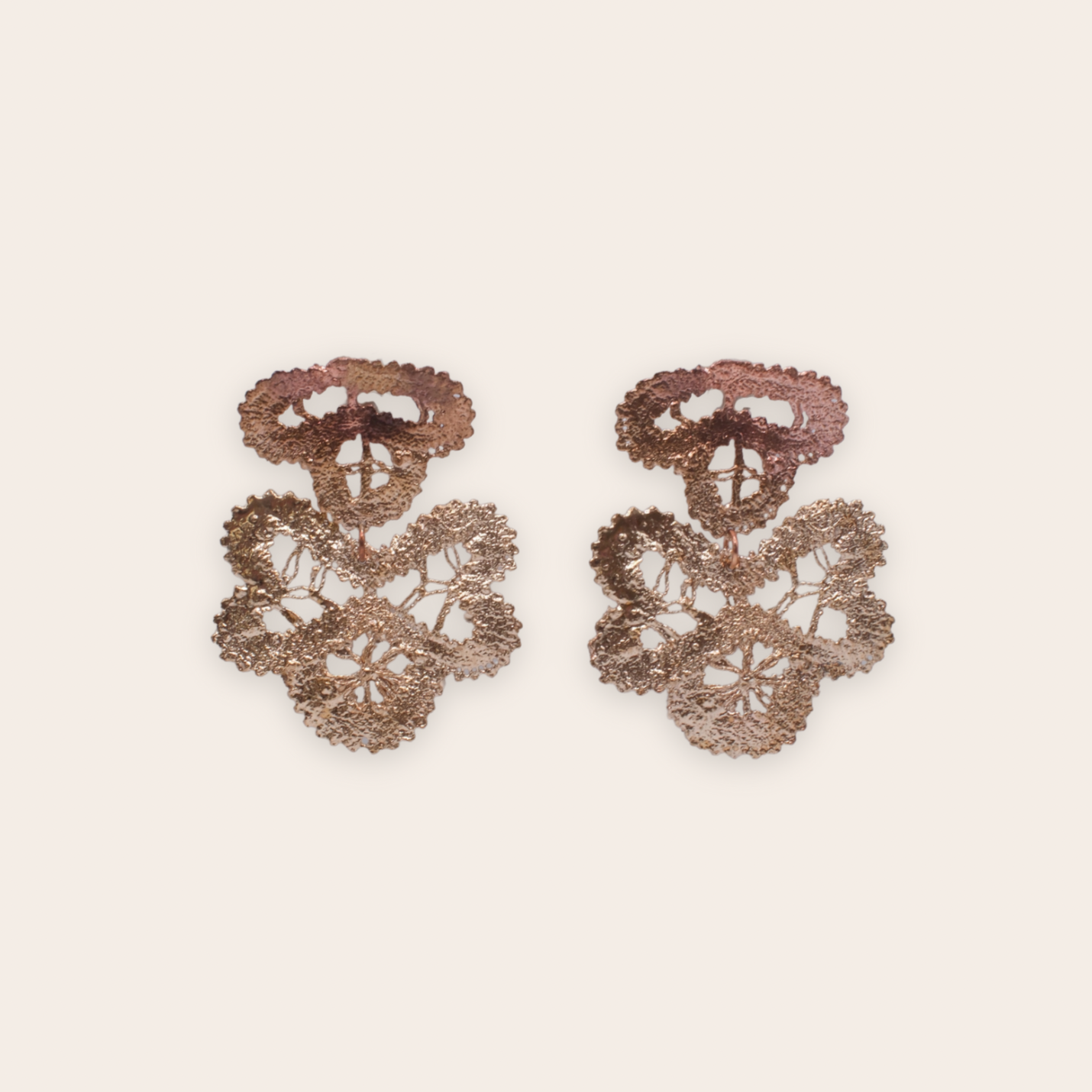 bronze lace petal fan earring