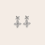 Silver Star Flower Drop Earring