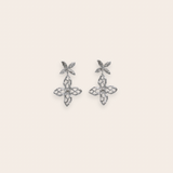 Silver Star Flower Drop Earring