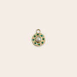 small round charm pearl & emerald