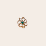 14k Yellow Gold Flower Charm with Emerald