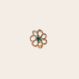 14k Yellow Gold Flower Charm with Emerald
