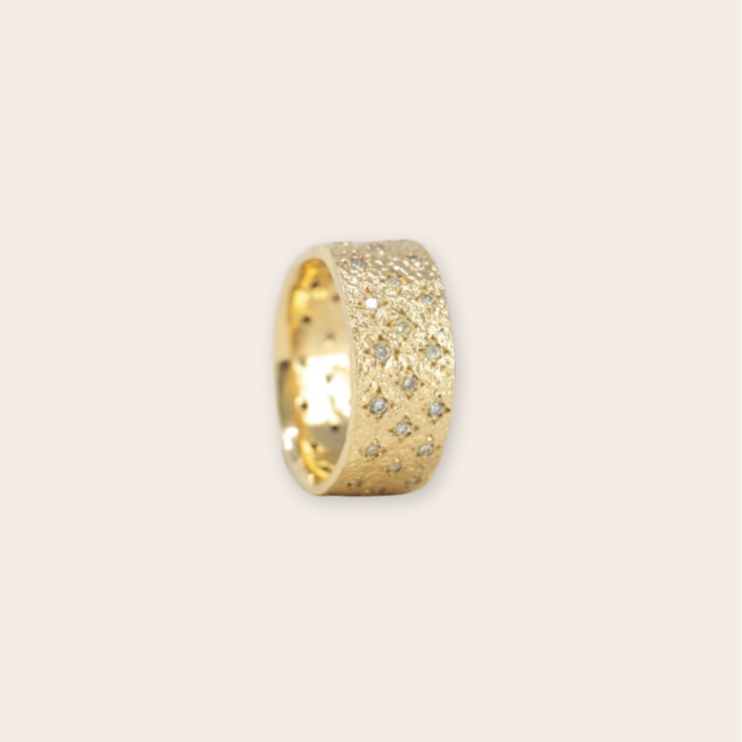 14K Yellow Gold Cigar Band with Forty-Five Diamonds