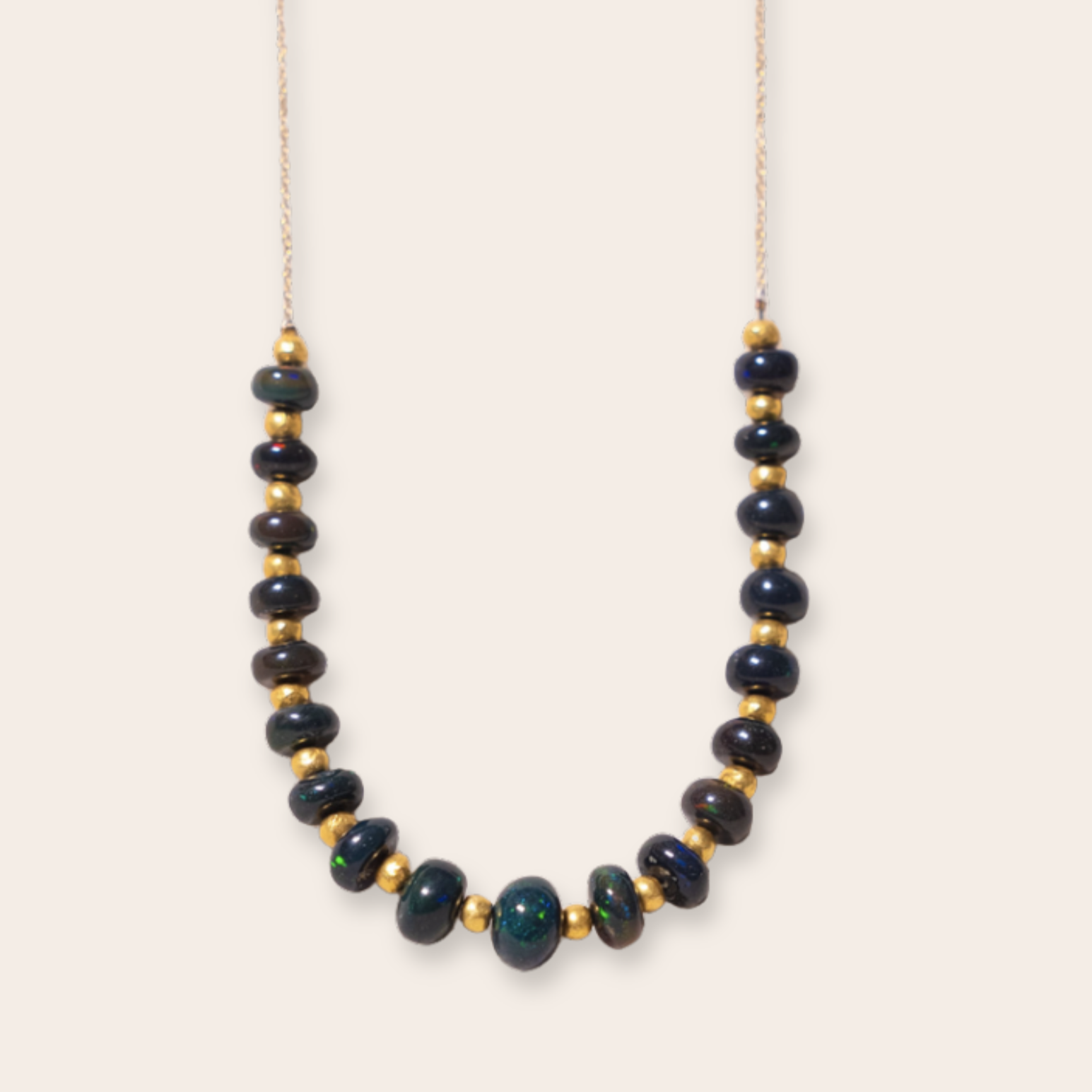 18k YELLOW GOLD BEADS WITH GREEN HERITAGE OPAL