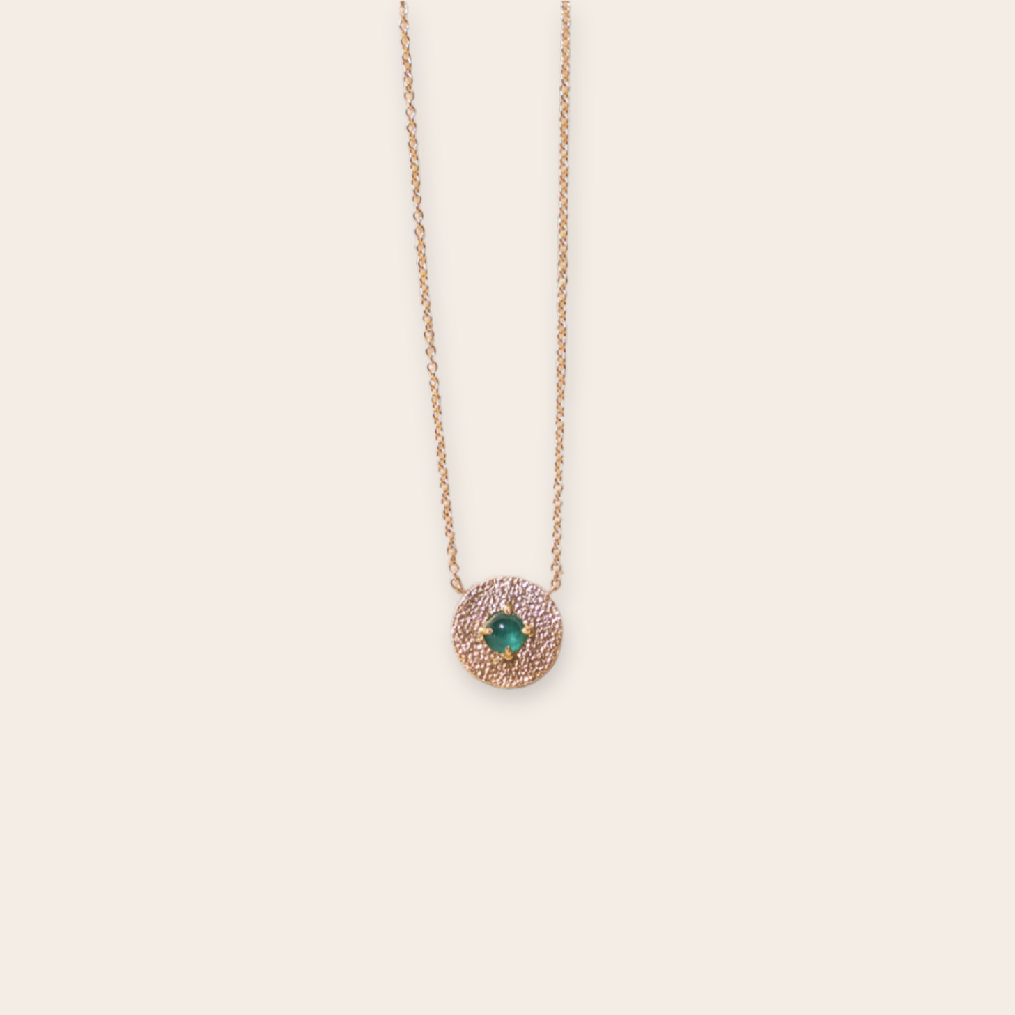 14k YG disc with emerald necklace