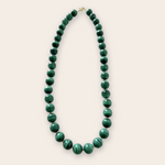 Round Malachite with 18K Yellow Gold Beading Necklace