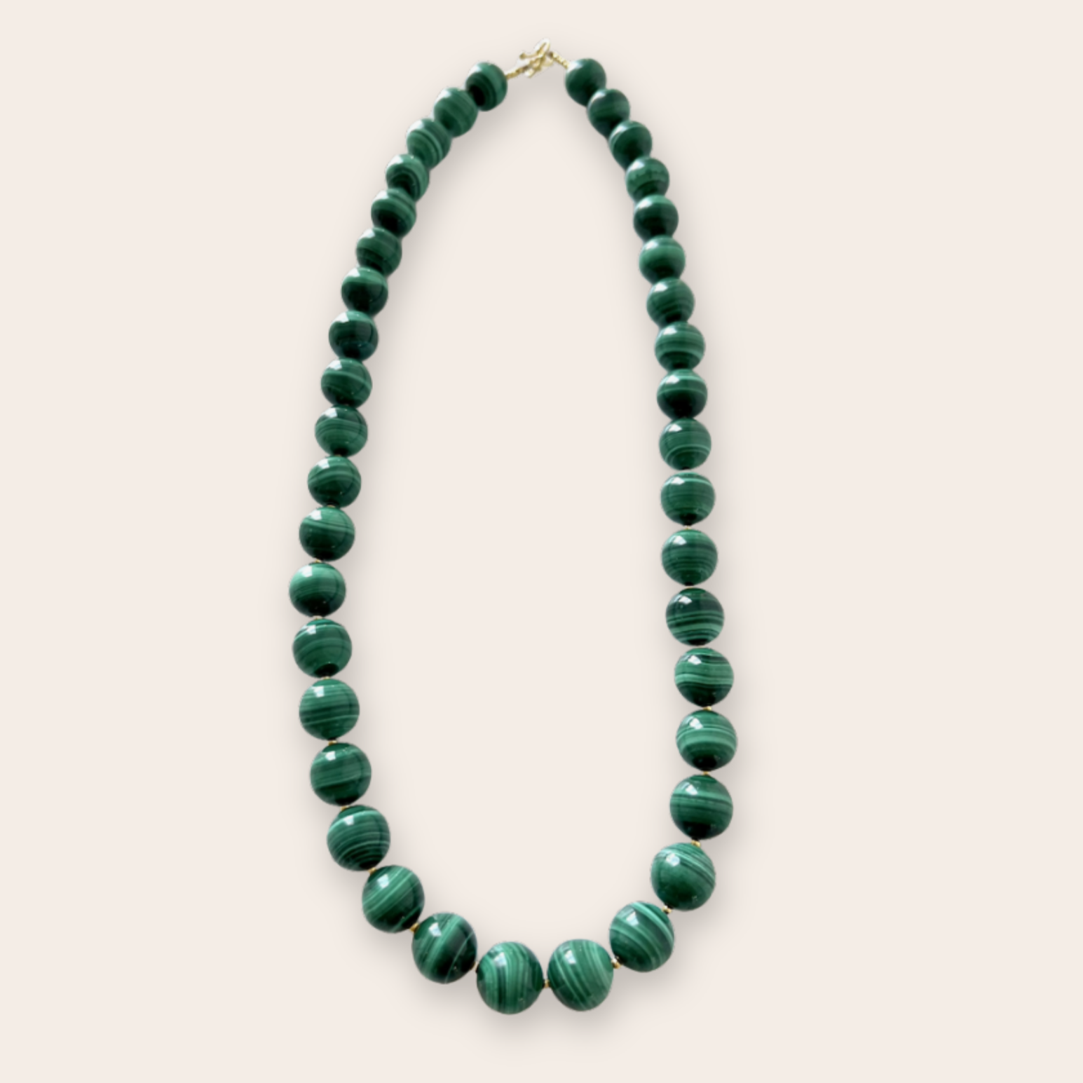 Round Malachite with 18K Yellow Gold Beading Necklace