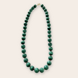 Round Malachite with 18K Yellow Gold Beading Necklace