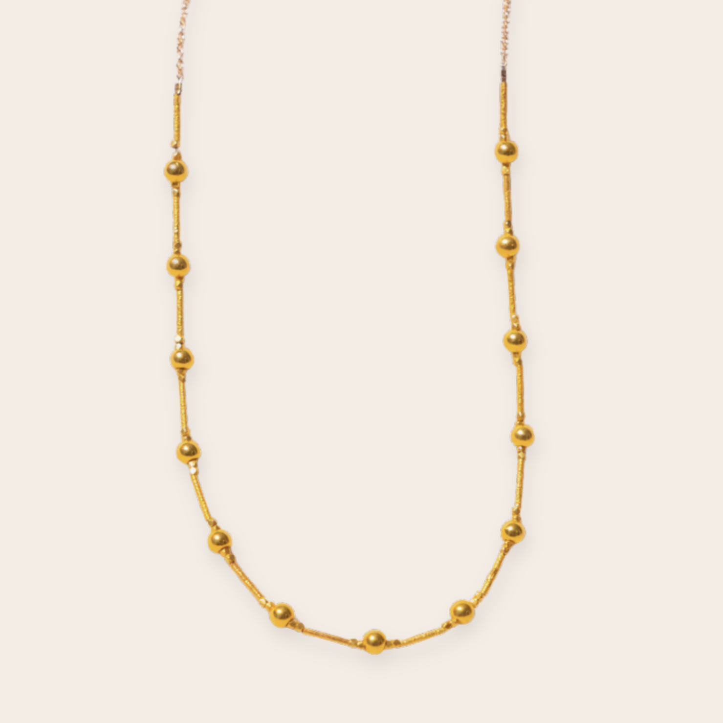 18k Yellow Gold Beaded Necklace