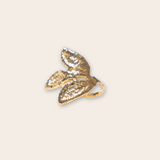 14K Yellow Gold Three Leaf Ring