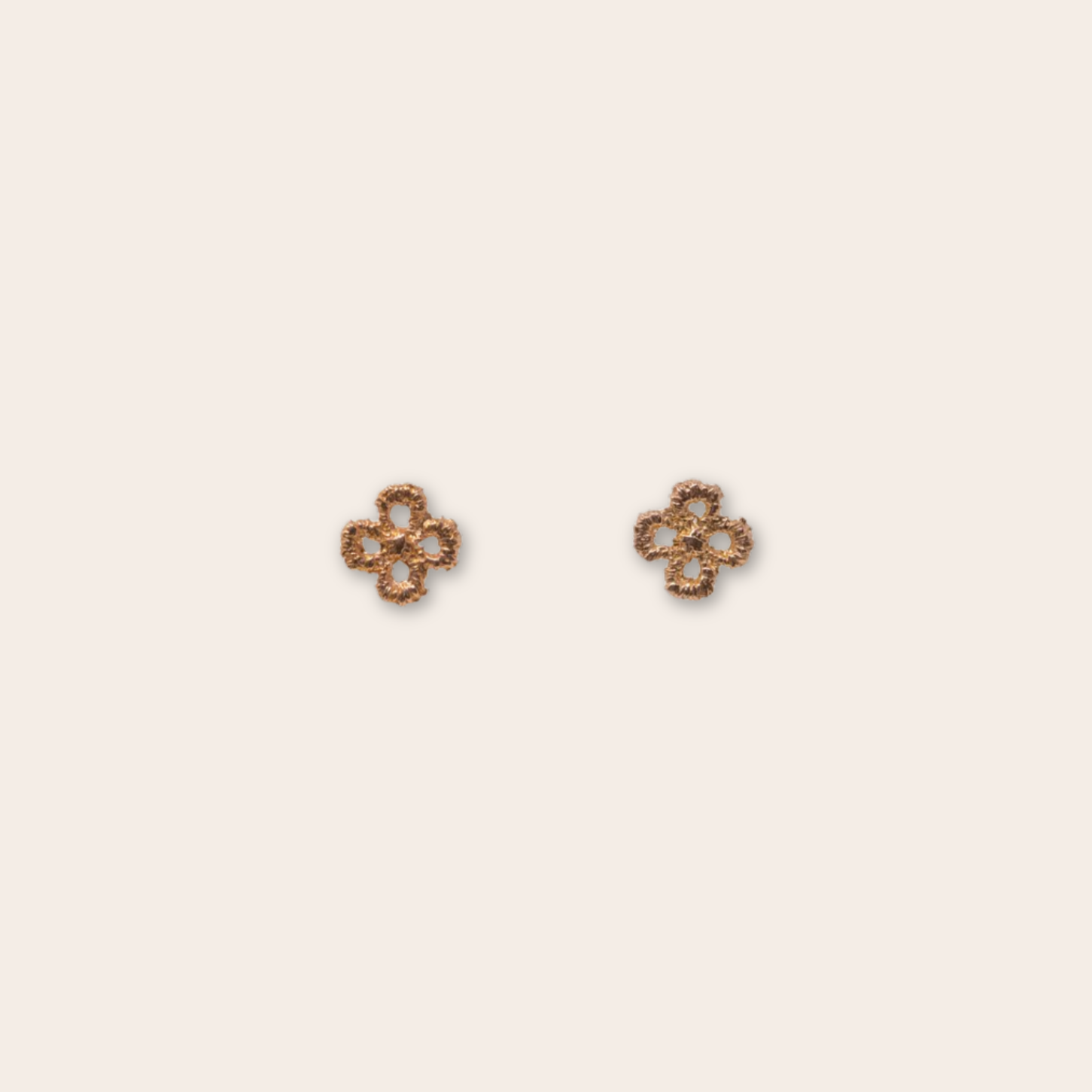 14k rose gold clover studs