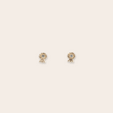 14K Yellow Gold with Champagne Diamond Post Earrings