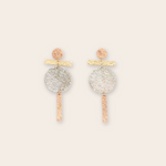 14K Yellow, Rose Gold, and Silver Geometric Earring