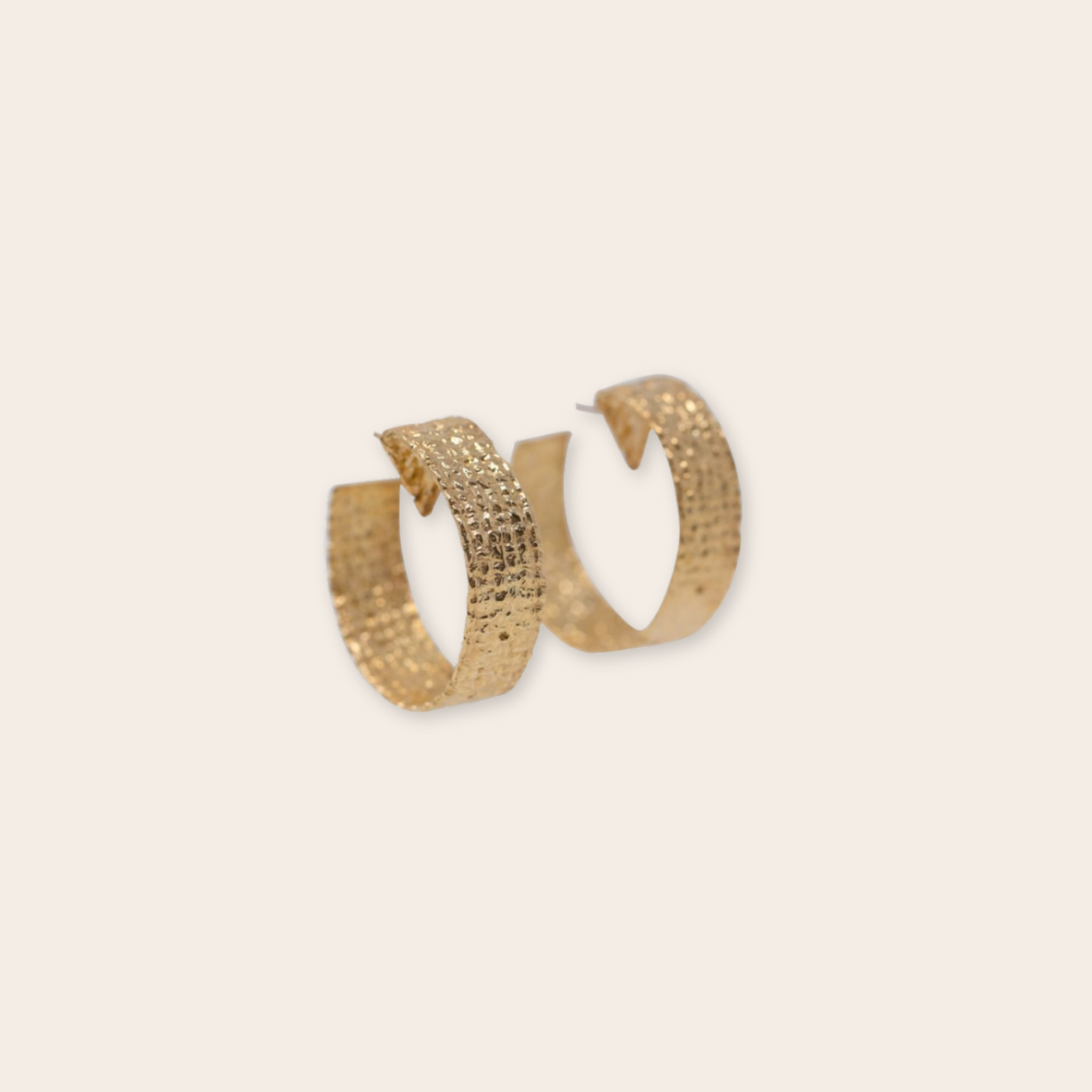 14k Yellow Gold Burlap Hoop Earrings